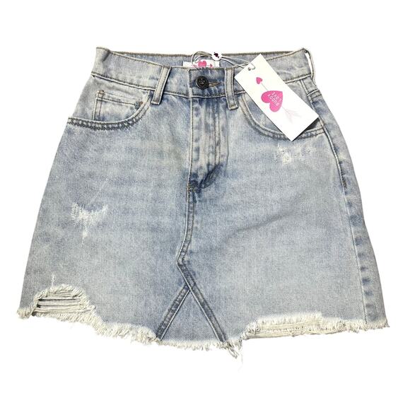 Buddy Love Dresses & Skirts - Buddy Love Light Wash Distressed Denim Skirt NEW